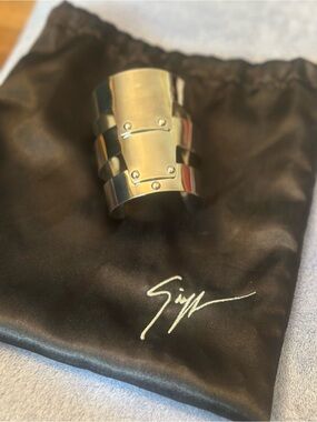 Giuseppe Zanotti armor inspired wide metal cuff w/rivet accents